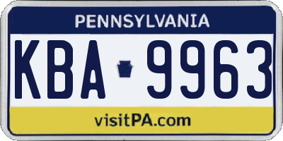 PA license plate KBA9963