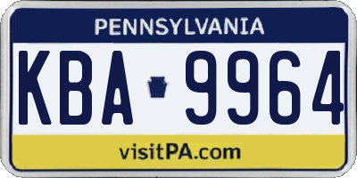 PA license plate KBA9964