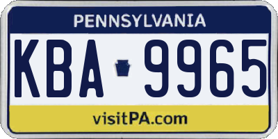 PA license plate KBA9965
