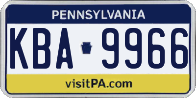 PA license plate KBA9966