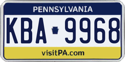 PA license plate KBA9968