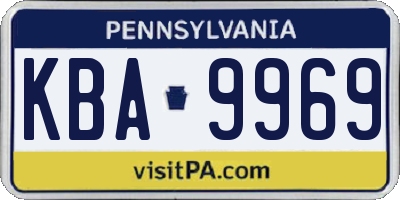 PA license plate KBA9969