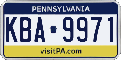 PA license plate KBA9971