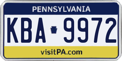 PA license plate KBA9972