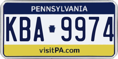 PA license plate KBA9974