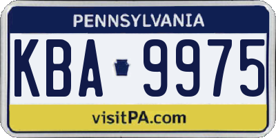 PA license plate KBA9975