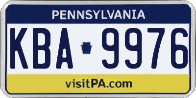 PA license plate KBA9976