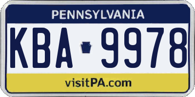 PA license plate KBA9978