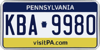 PA license plate KBA9980
