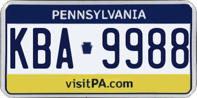PA license plate KBA9988
