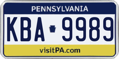PA license plate KBA9989