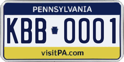 PA license plate KBB0001