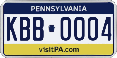 PA license plate KBB0004
