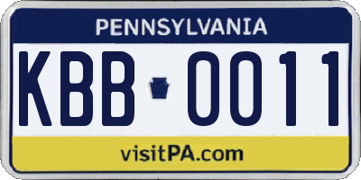 PA license plate KBB0011