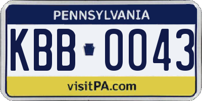PA license plate KBB0043