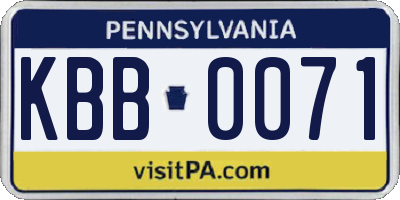 PA license plate KBB0071