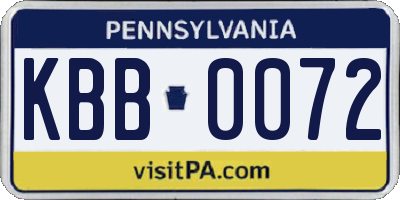 PA license plate KBB0072