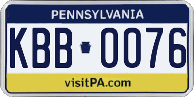PA license plate KBB0076