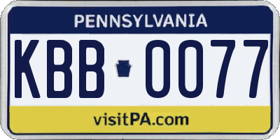 PA license plate KBB0077