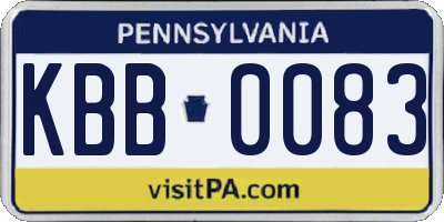 PA license plate KBB0083