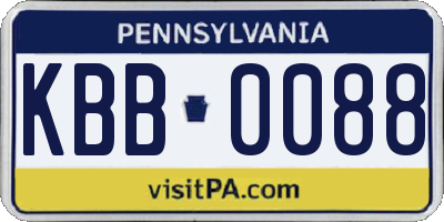PA license plate KBB0088