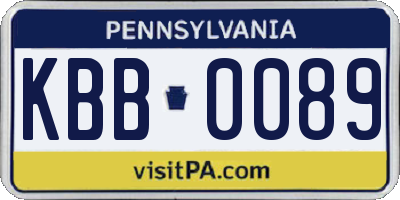 PA license plate KBB0089