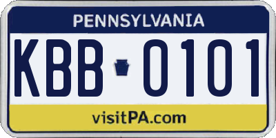 PA license plate KBB0101