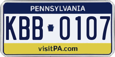 PA license plate KBB0107