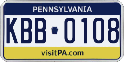 PA license plate KBB0108