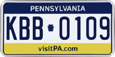 PA license plate KBB0109