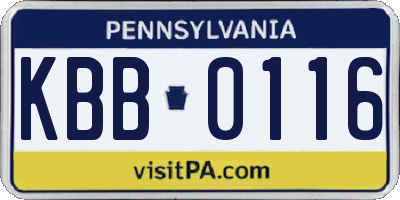 PA license plate KBB0116