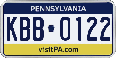 PA license plate KBB0122