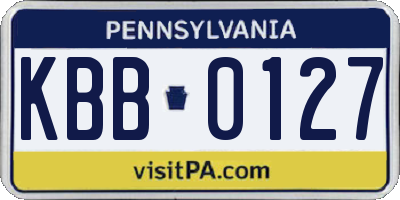 PA license plate KBB0127