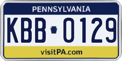 PA license plate KBB0129