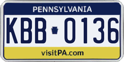 PA license plate KBB0136