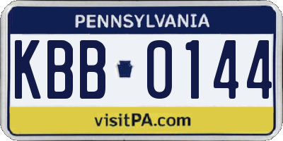 PA license plate KBB0144