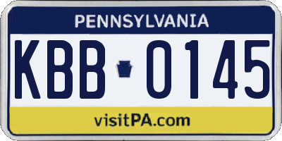 PA license plate KBB0145