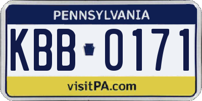 PA license plate KBB0171