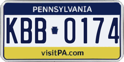 PA license plate KBB0174