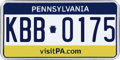 PA license plate KBB0175