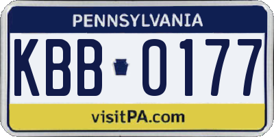 PA license plate KBB0177