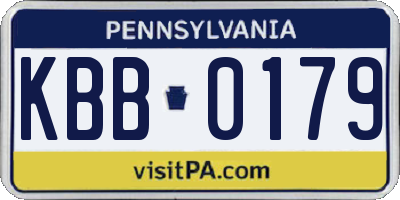 PA license plate KBB0179