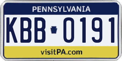PA license plate KBB0191