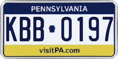 PA license plate KBB0197