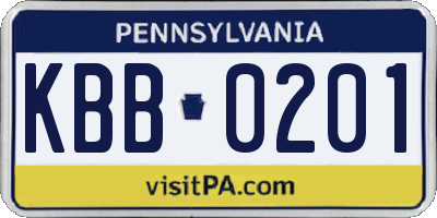 PA license plate KBB0201