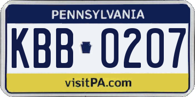 PA license plate KBB0207