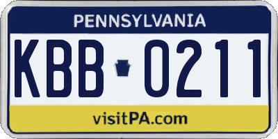 PA license plate KBB0211
