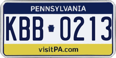 PA license plate KBB0213