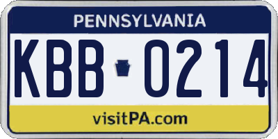 PA license plate KBB0214