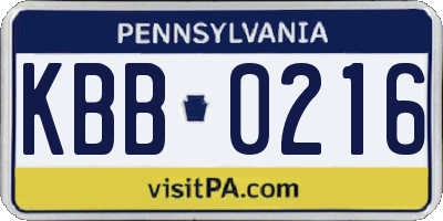 PA license plate KBB0216